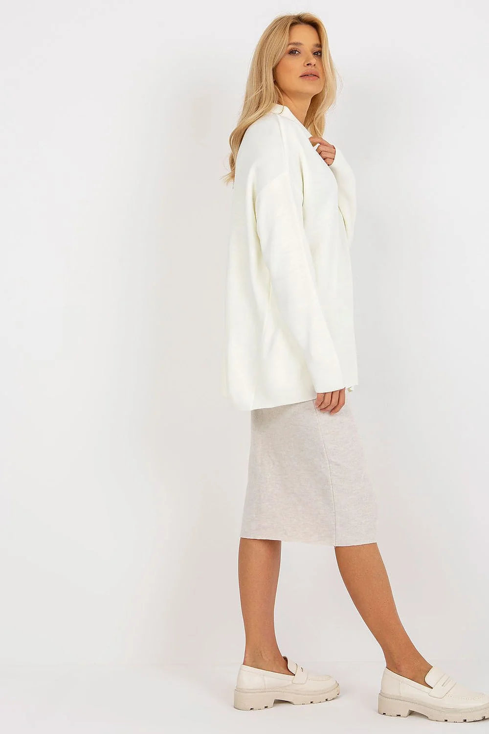 Pull-over femme Rue Paris rouge vif ample manches longues encolure ras du cou acrylique 100% tailles universelles mode Casual