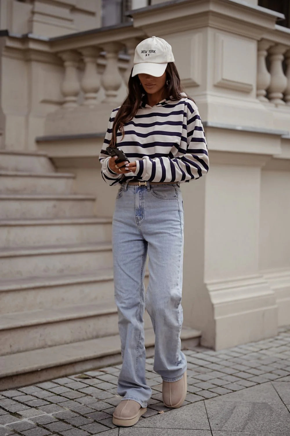 hoodie femme marinière crop écru bleu marine oversize jersey coton élasthanne manches longues bouffantes bordcote doux léger confort respirant