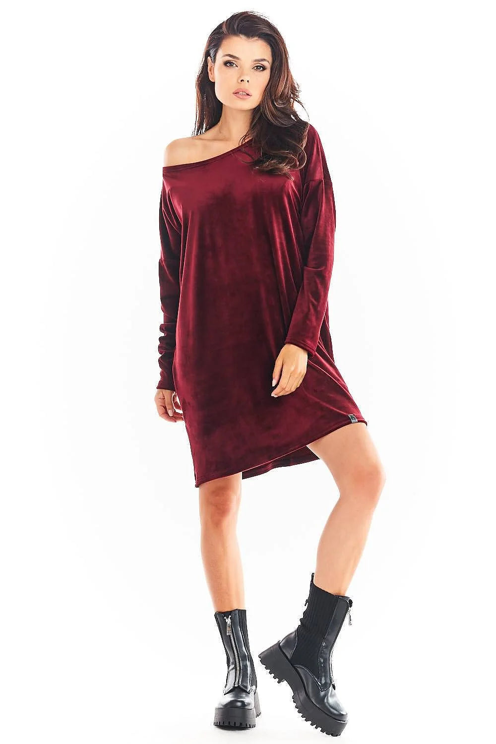 Nuisette en velours bordeaux élégante et confortable manches longues coupe ample pour occasions semi-formelles