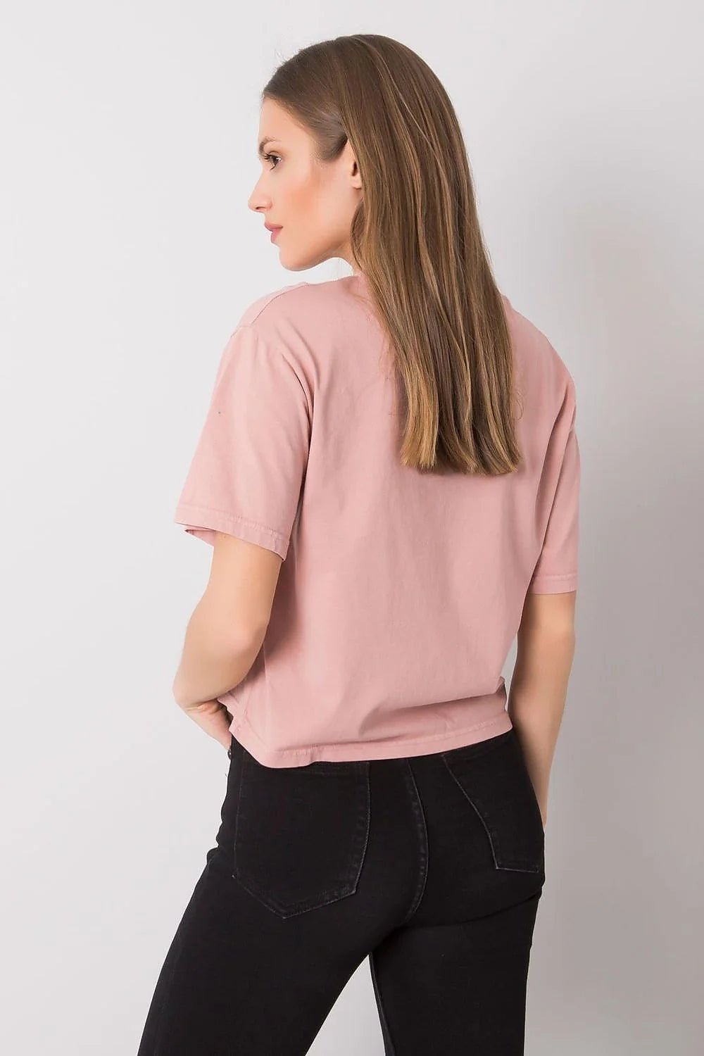 T-shirt femme manches courtes style casual moderne couleur rose pâle imprimé humoristique squelettes respirant coton versatile quotidien