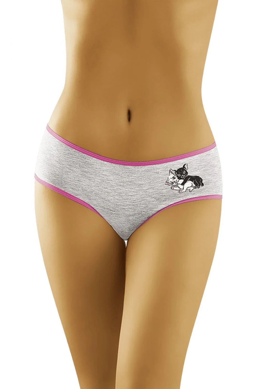 Culotte femme coton confortable motif pattes de chat gris rose taille basse quotidienne élégante
