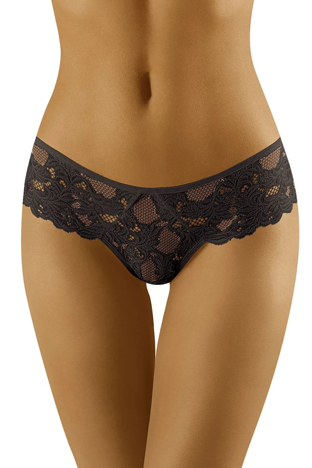 culotte féminine dentelle Wolbar floral blanc transparent shorty hipster basse échancrée tulle résille festonné élastique fin maintien discret confortable extensible