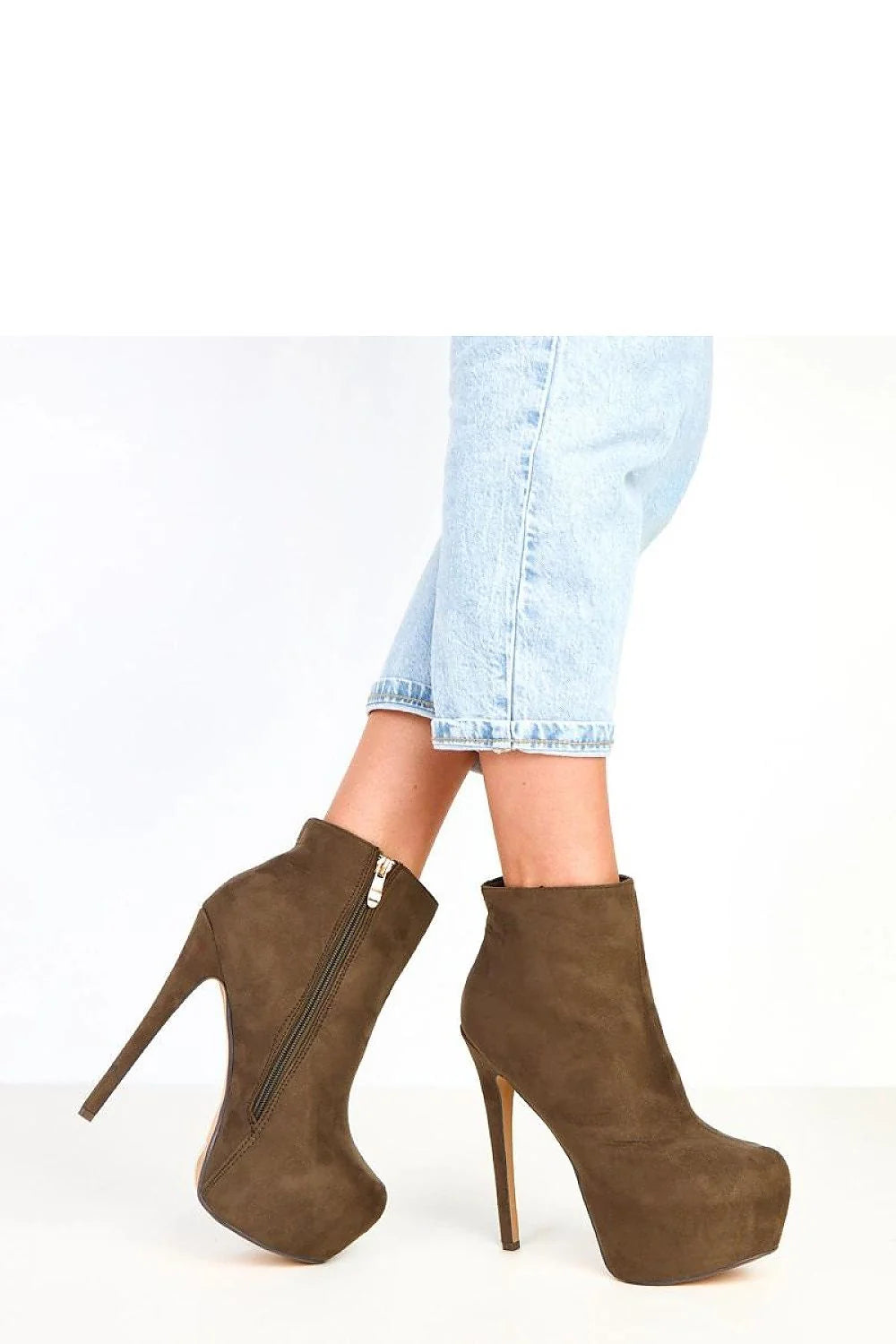 bottines cuir suédé écologique bout pointu élancée talon aiguille 15cm plateforme 4cm montante cheville
