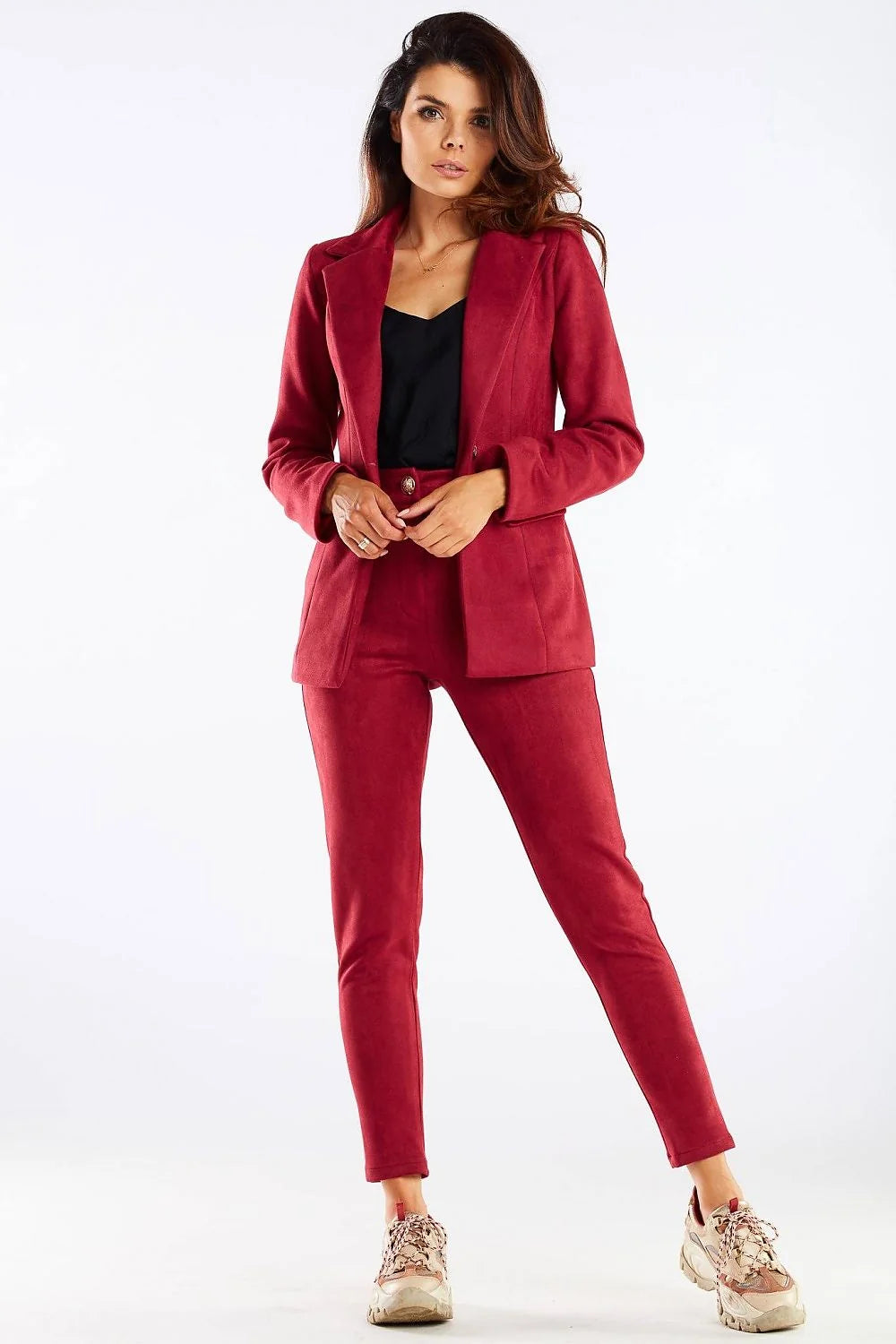 Pantalon cigarette femme taille haute élasthanne noir élégant professionnel pour silhouette moderne et sophistiquée