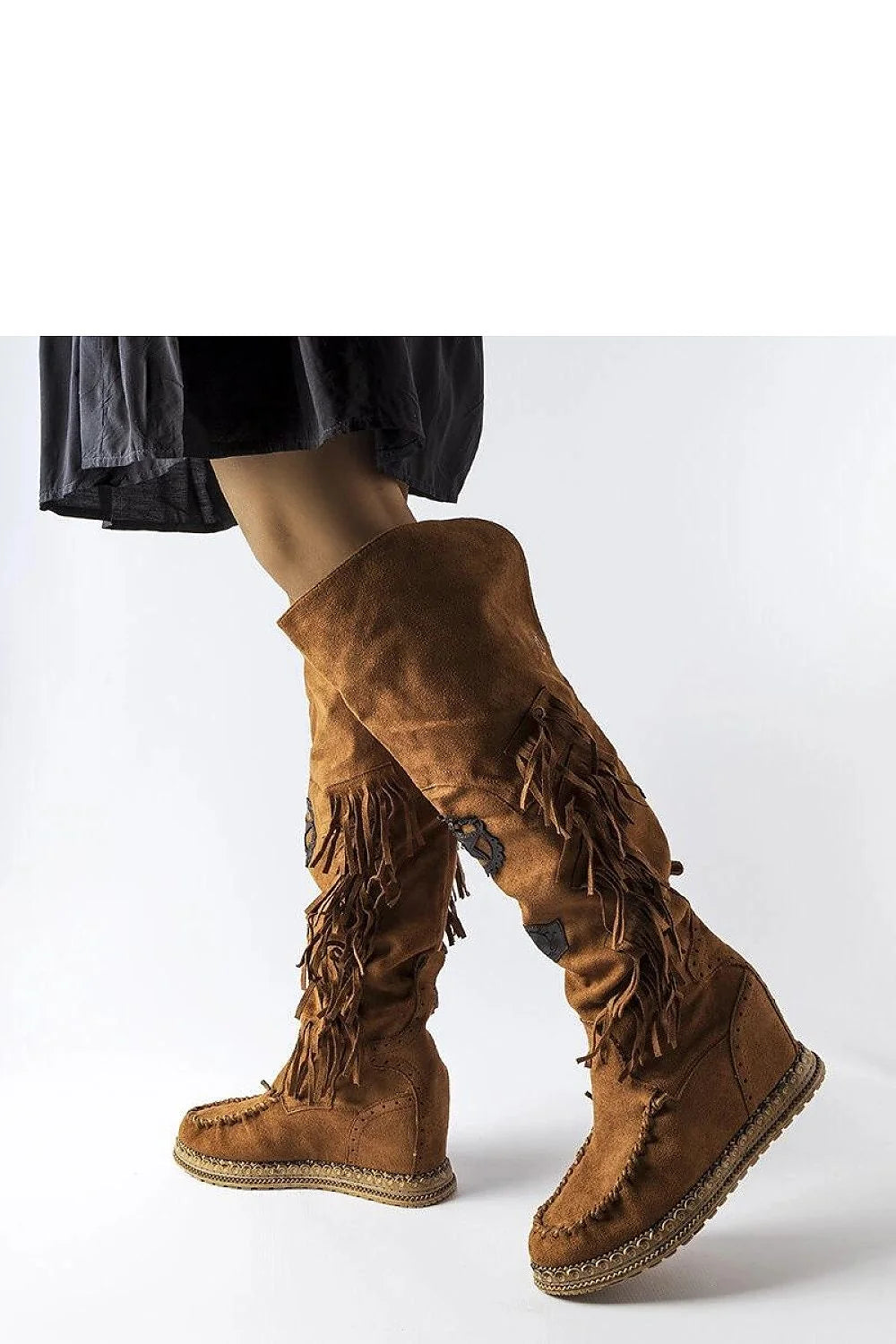 Bottes cothurnes boho-chic cuir écologique talons compensés design ethnique style décontracté femmes hiver 2023