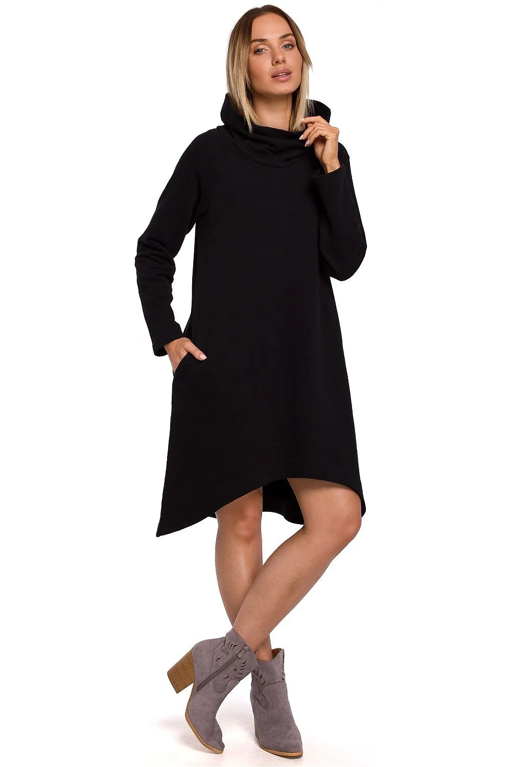 Robe pull en maille coton kaki élégante et confortable manches longues pour femmes modernes décontractées