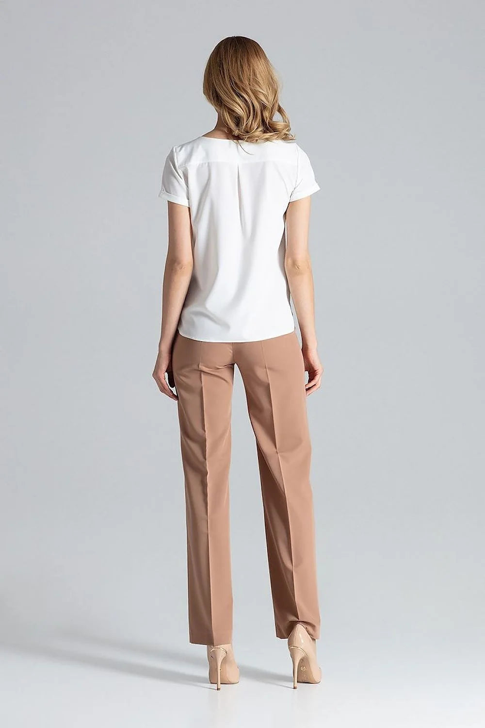 Chemisier Figl en polyester et élasthanne manches courtes col en V motifs floraux et animaliers beige marron noir femme