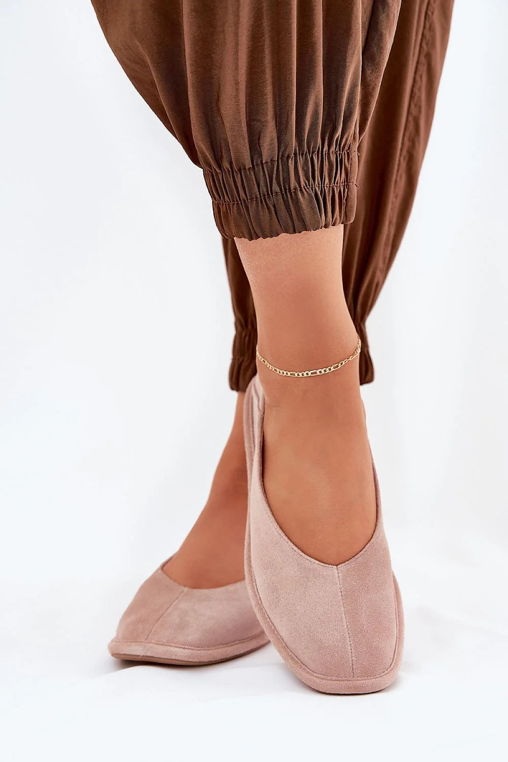Ballerines femmes design épuré rose poudré cuir suédé semelle douce confort tout le jour style intemporel