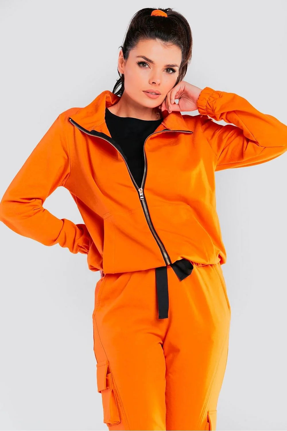 Ensemble veste pantalon polyester jaune fluo sport chic confortable quotidien pour femme élégante