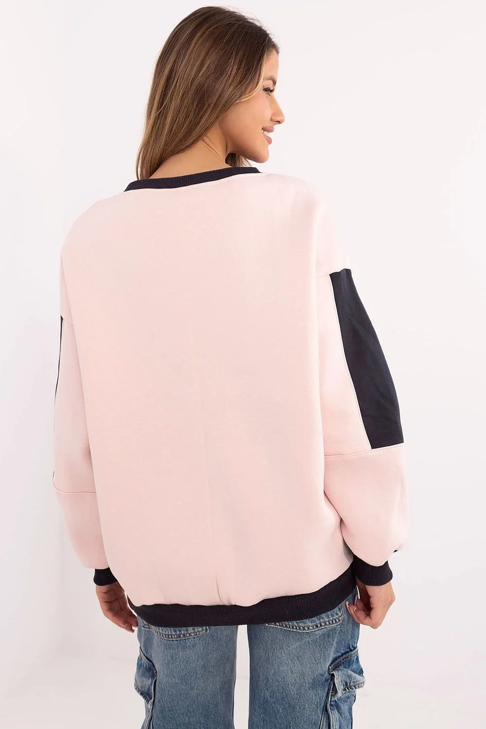 Sweatshirt Femme Casual Moderne Design Écriture Hoodies Coton Mélange Coupe Ample Manches Longues Col Rond
