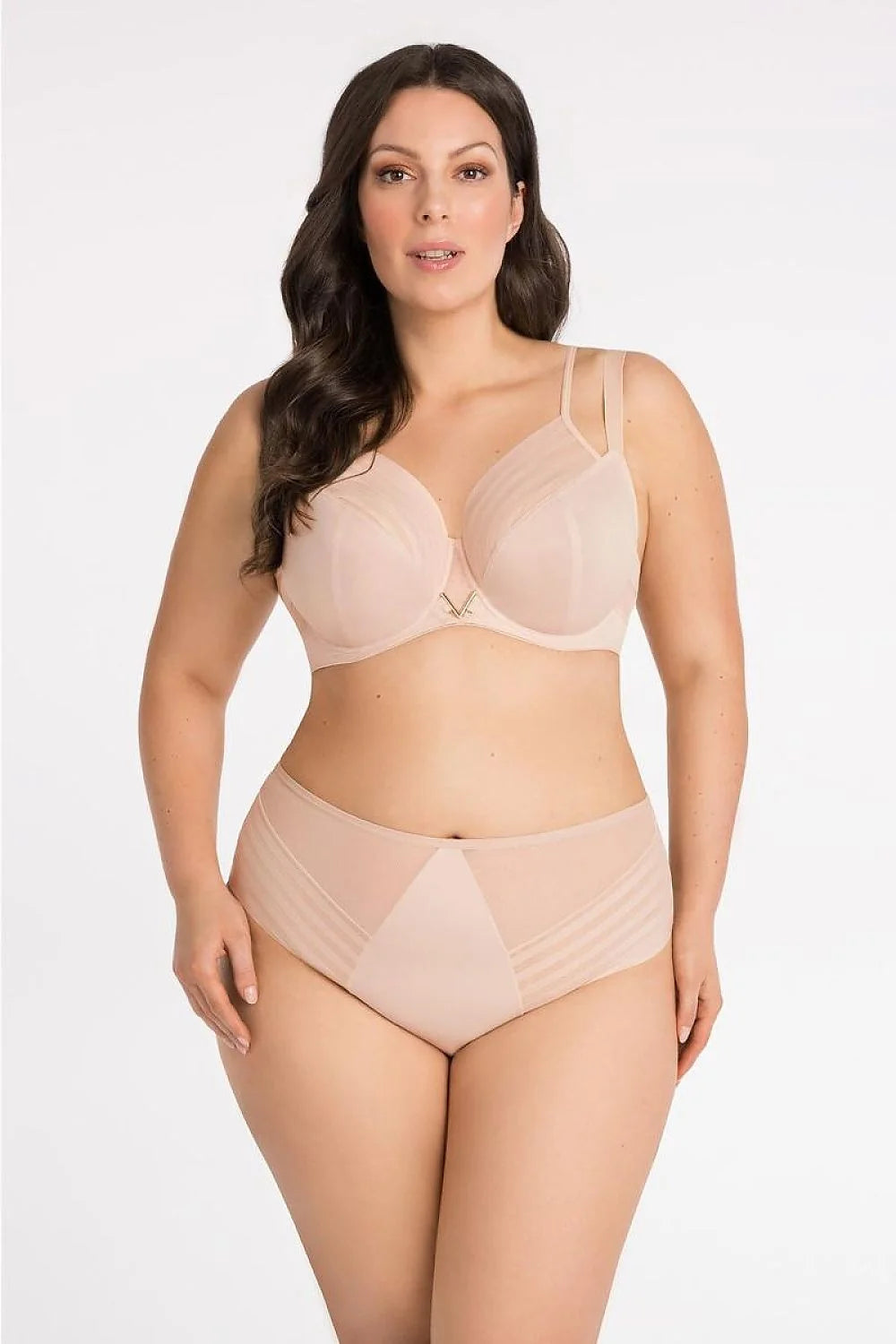 Set de lingerie Gorsenia doux microfibre tulle nude soutien-gorge armatures culotte mi-haute élégance