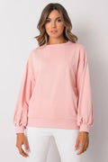 Sweatshirt femme ample coton rose poudré style décontracté chic confort manches longues casual