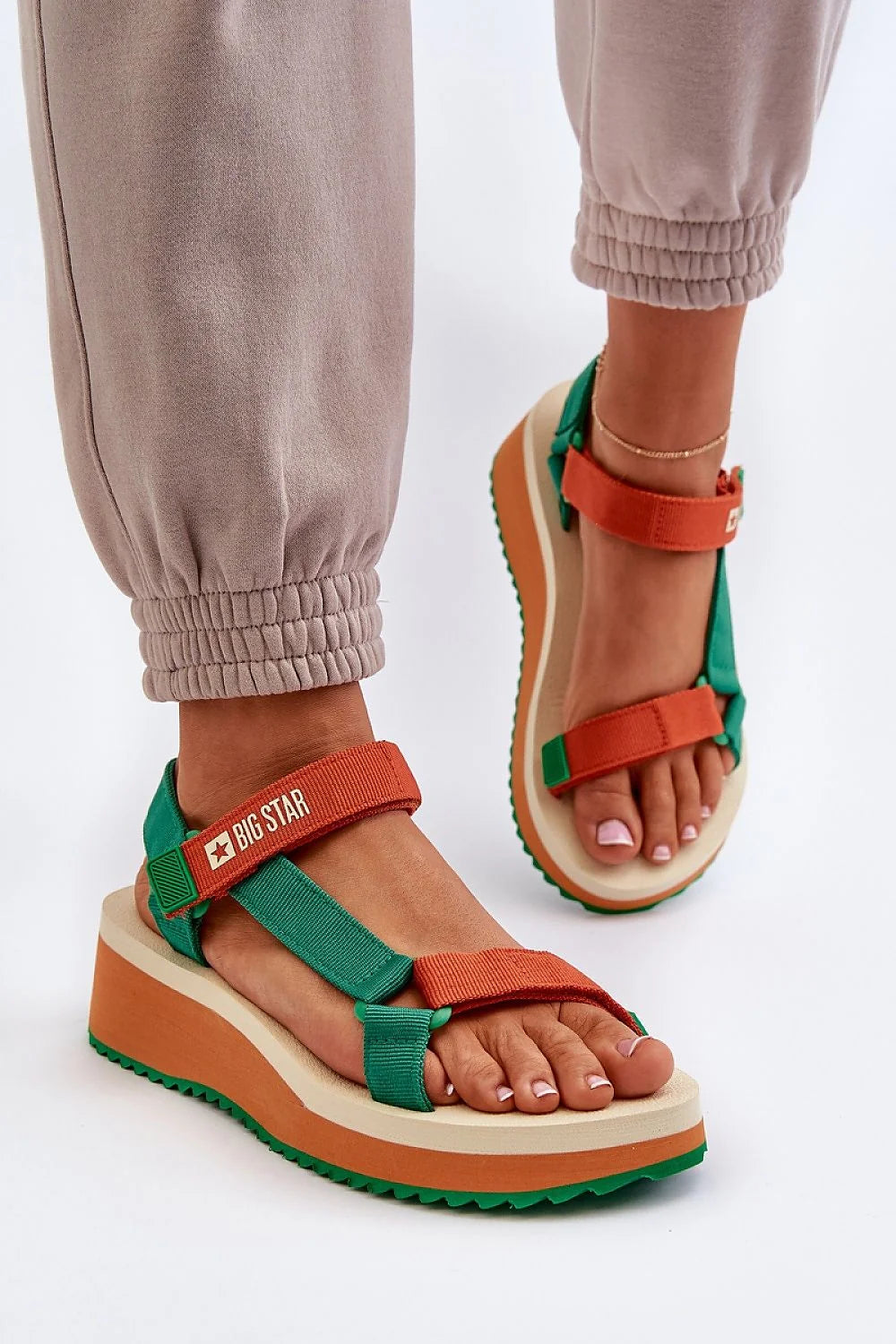 Sandales plateforme style casual sportif femmes lanières tissu synthétique semelle mousse BIG STAR fermeture scratch confortable été 2023