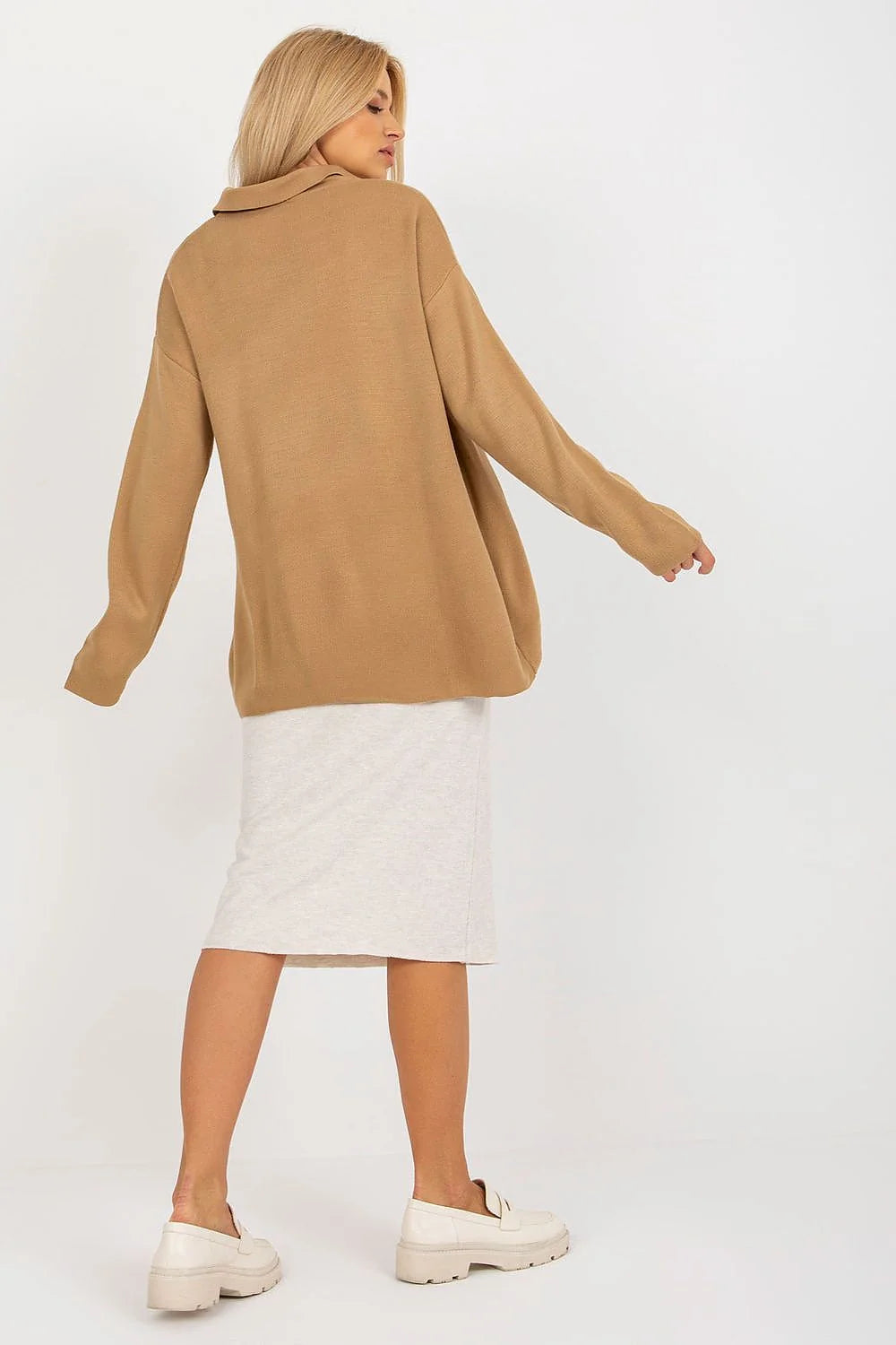 Pull-over femme Rue Paris rouge vif ample manches longues encolure ras du cou acrylique 100% tailles universelles mode Casual