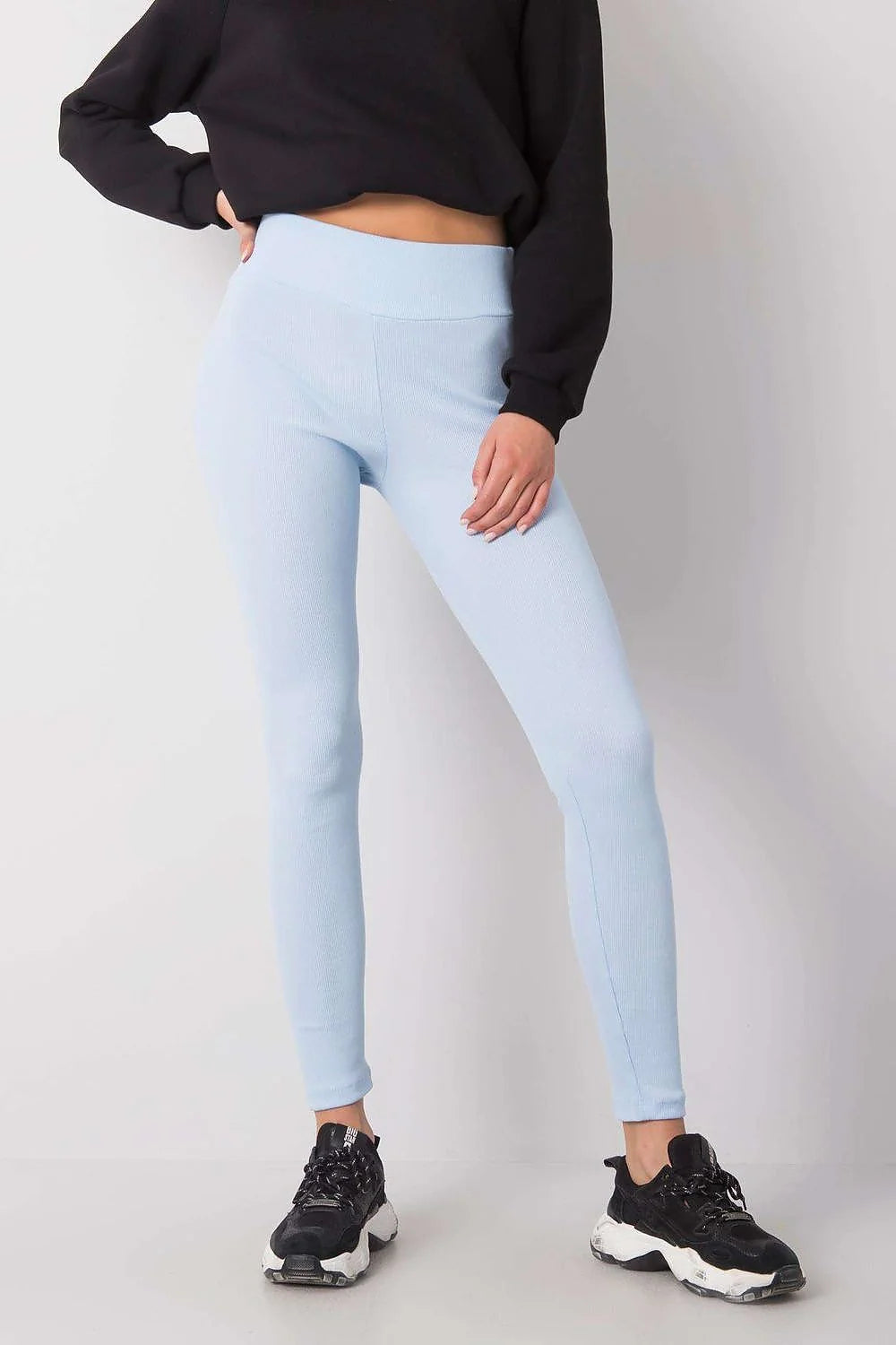 Leggings longues BFG en tissu côtelé taille haute couleur mauve clair ajusté confortable polyvalent femme