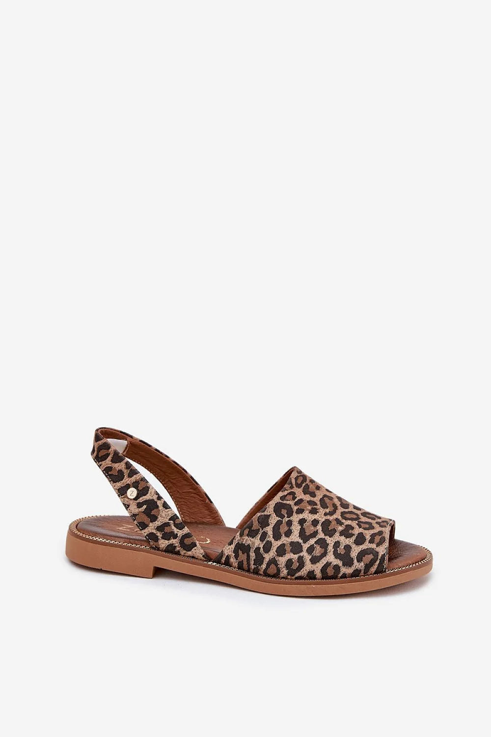 sandales femme cuir naturel imprimé léopard ouvert bout arrondi large empeigne daim bride arrière maintien semelle intérieure rembourrée talon 2cm
