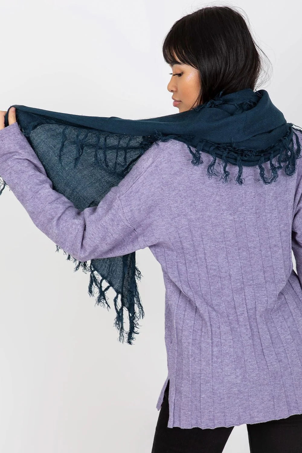 écharpe femme acrylique longue franges anthracite gris grand format enveloppante texturée douce chaude légère volumineuse bohème