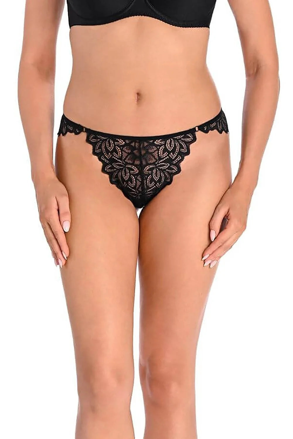 Culottes brésiliennes Teyli dentelle noire floral échancrée femme élégance confort taille élastique coton doux lingerie intime