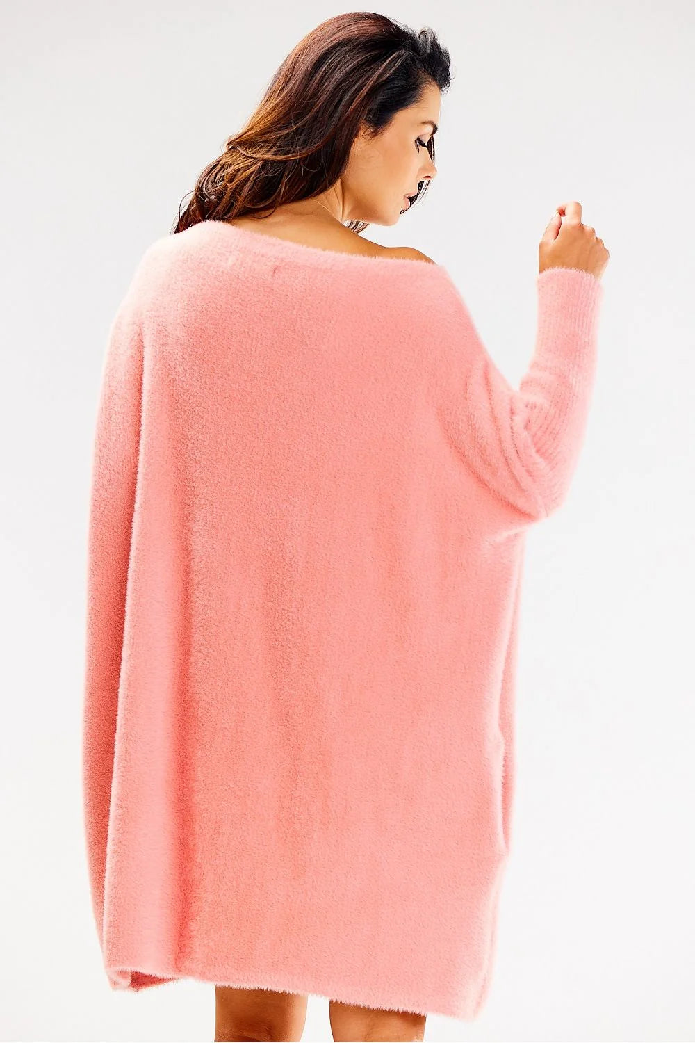 Robe oversize pour femme longue manches longues en tricot doux rose poudré style casual