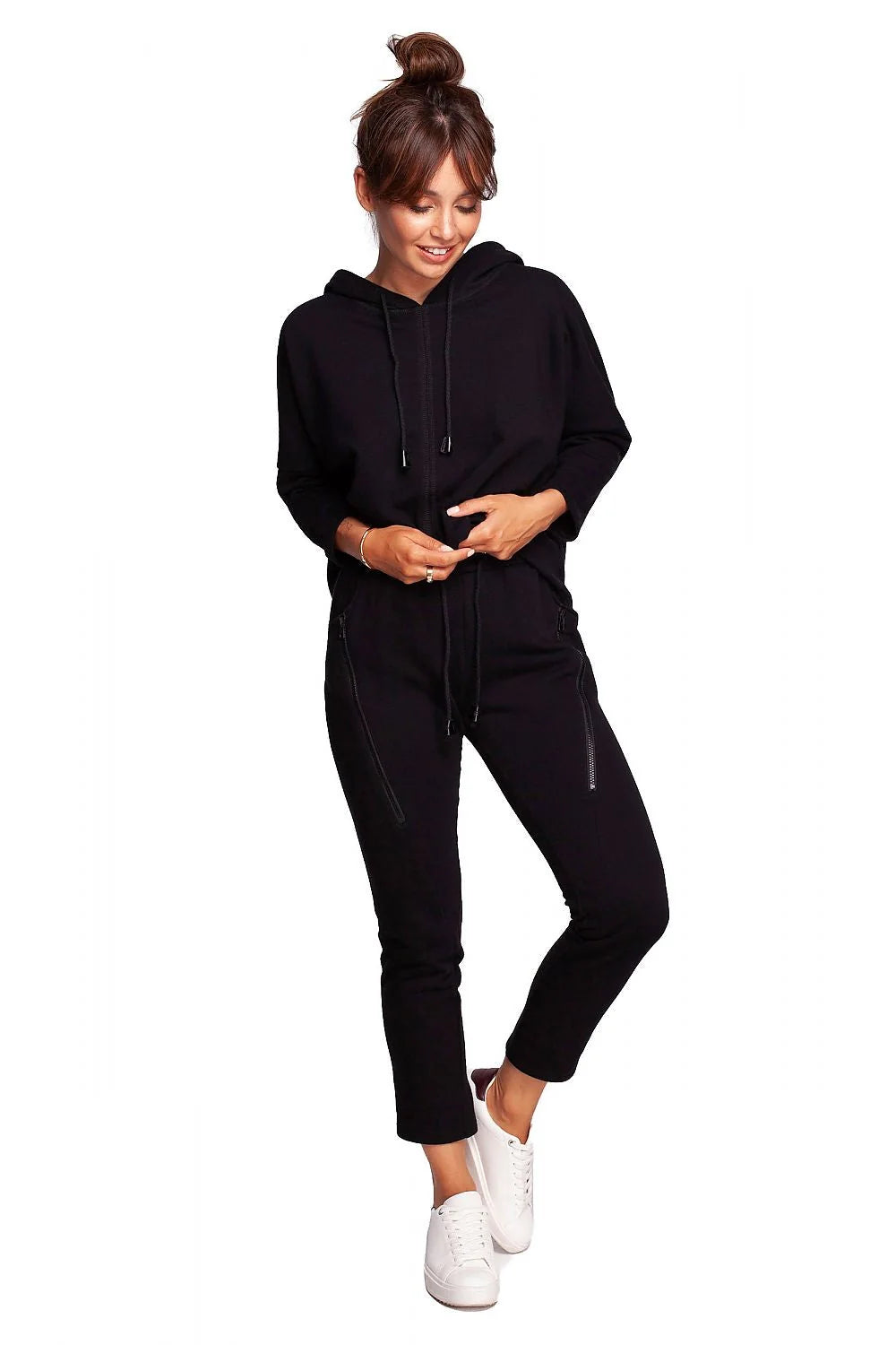Pantalon survêtement Be Wear robe hoodie rose pâle taille élastique poches zippées jogging athleisure femme