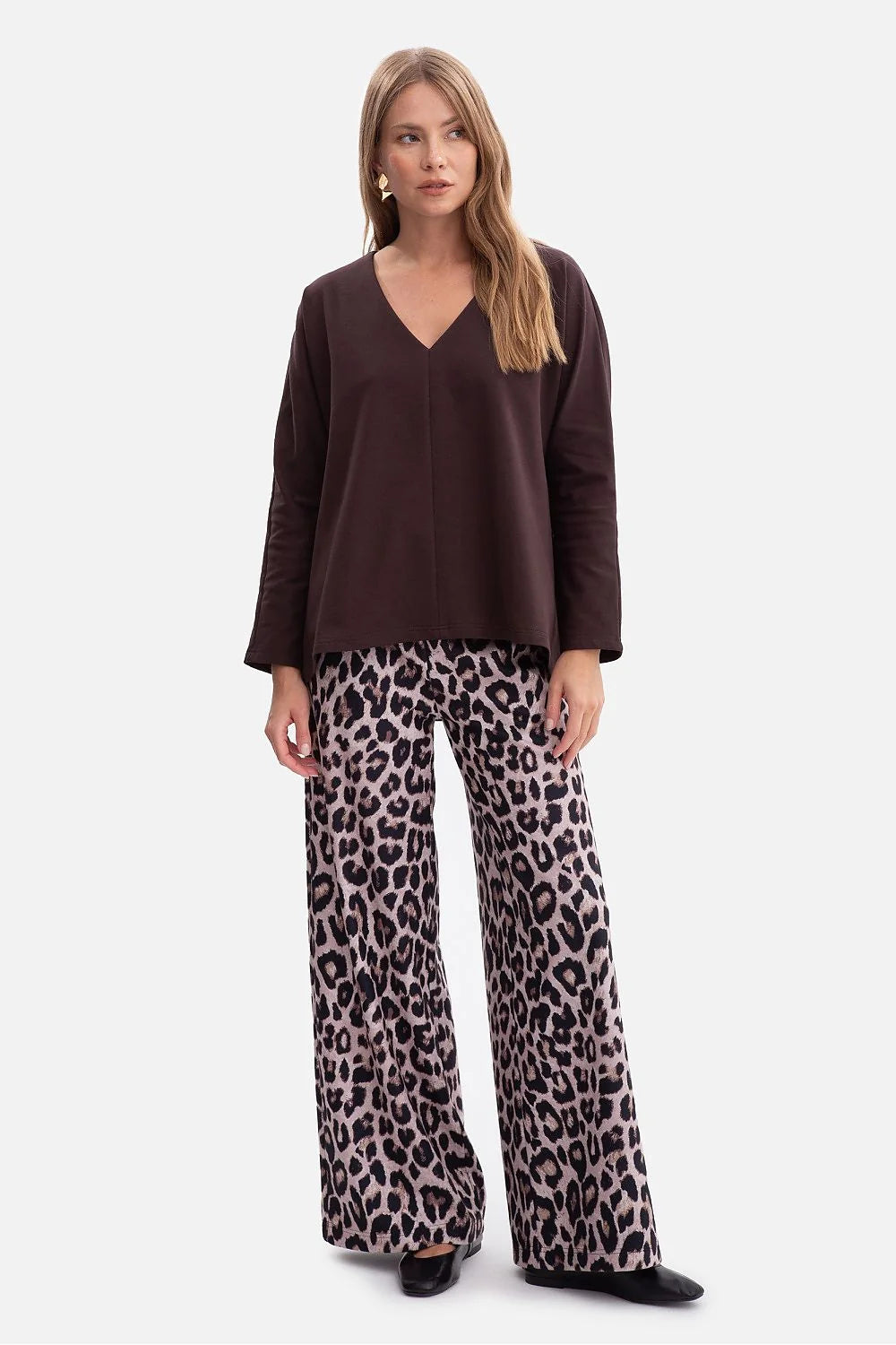 chemisier BeWear femme jersey bouclé doux aéré confortable oversize ample manches longues décolleté V coupe droite évasée asymétrique