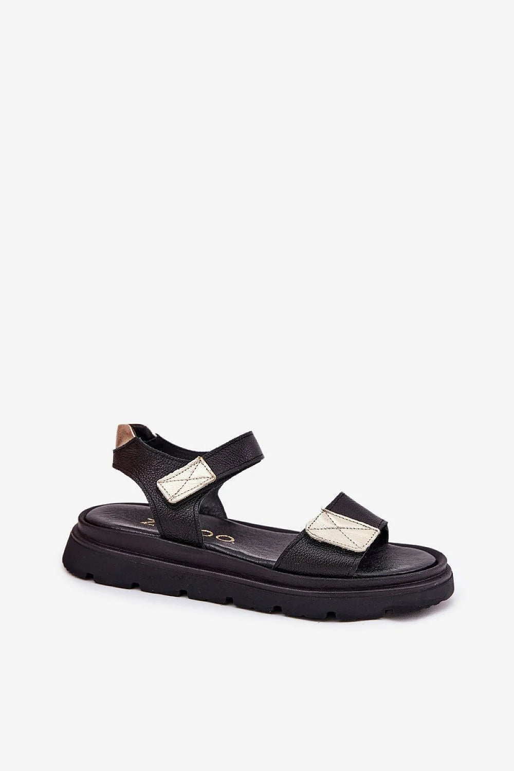 Sandales pour femmes style moderne ouvert design minimaliste cuir naturel noir beige semelle épaisse velcro ajustement parfait confort tout le jour
