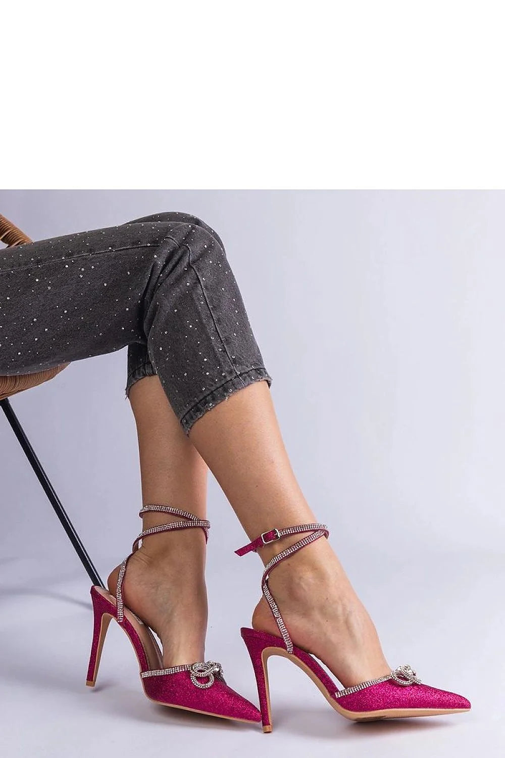 Escarpins à talons hauts Solea élégants design raffiné rose vif strass cristaux bride talons aiguilles occasion spéciale femmes