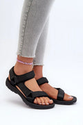 Sandales sportives légères pour femmes fermeture velcro confortable style décontracté noir tissu durables excursion été