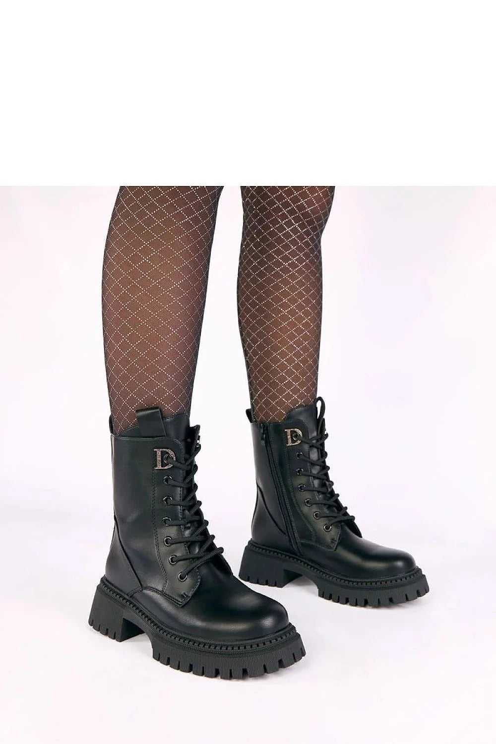 bottines motard cuir écologique noir lacées zircons brillants plateforme stable talon bloc semelle crantée bout rond fermeture éclair doublure chaude