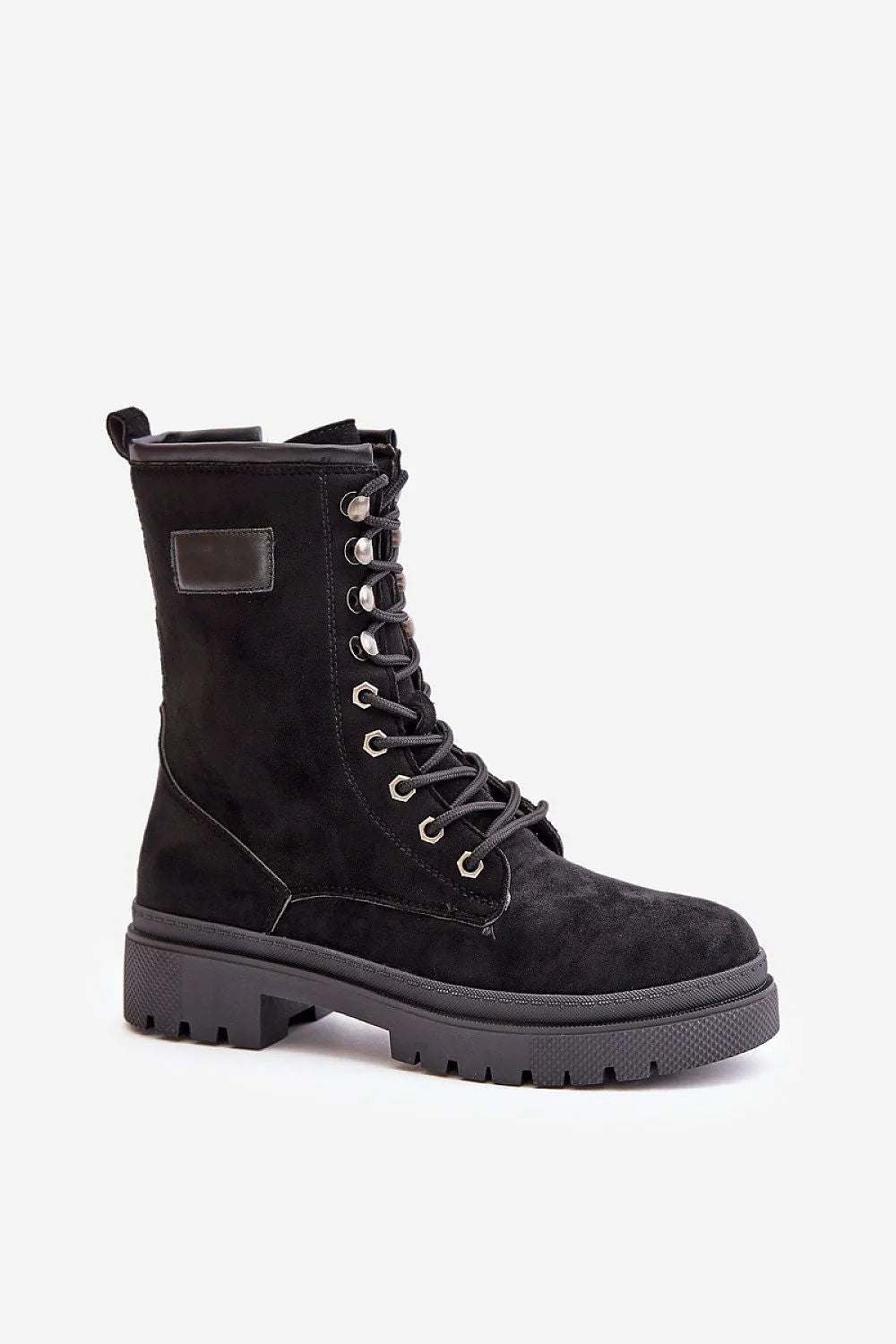 Bottines pour femmes suède écologique design combat talon plat lacées doublure tissu semelle antidérapante bottines urbaines chic mode automne hiver