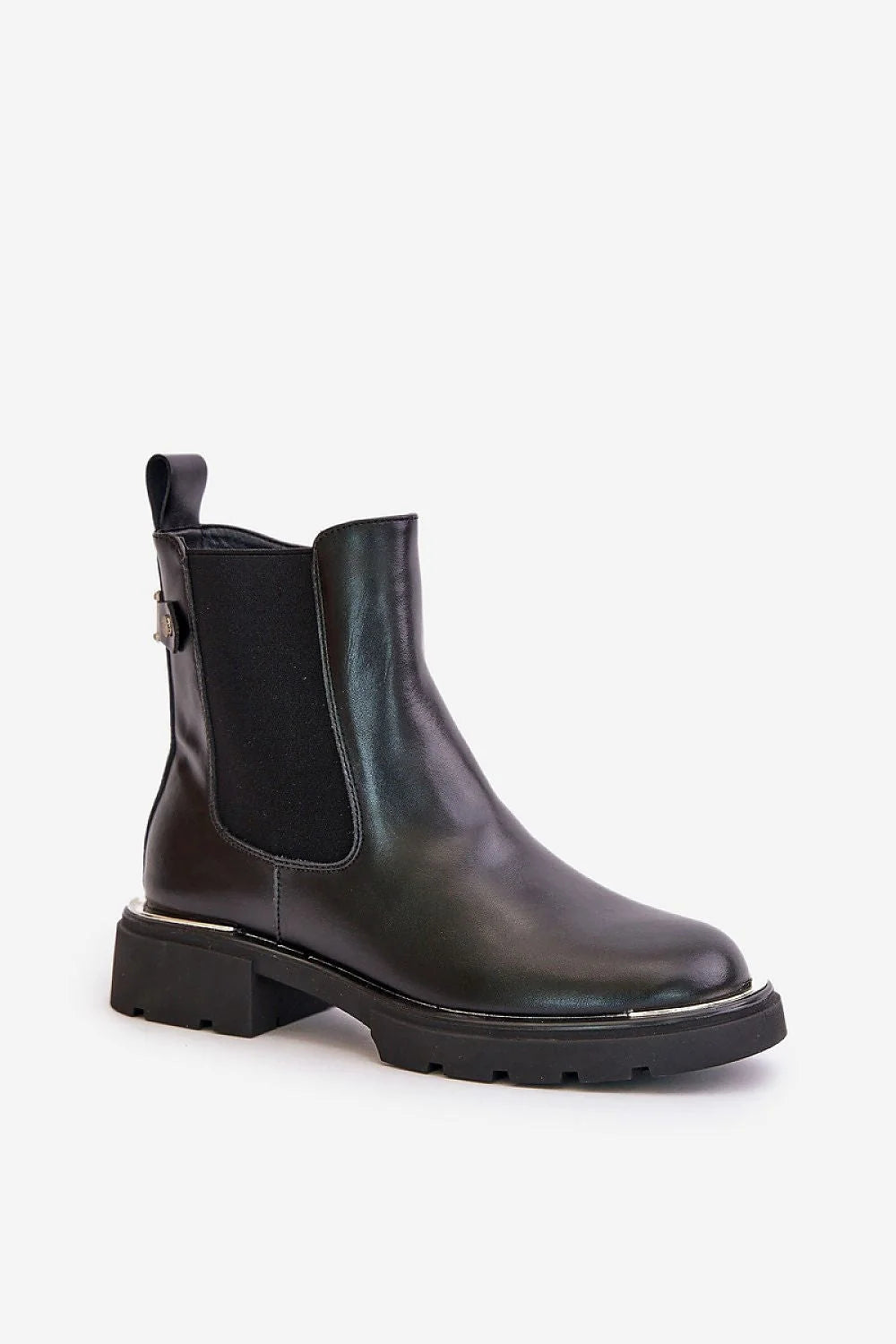 Bottines Chelsea élégantes en cuir naturel noir style moderne femmes confortables occasion quotidienne talon 4cm