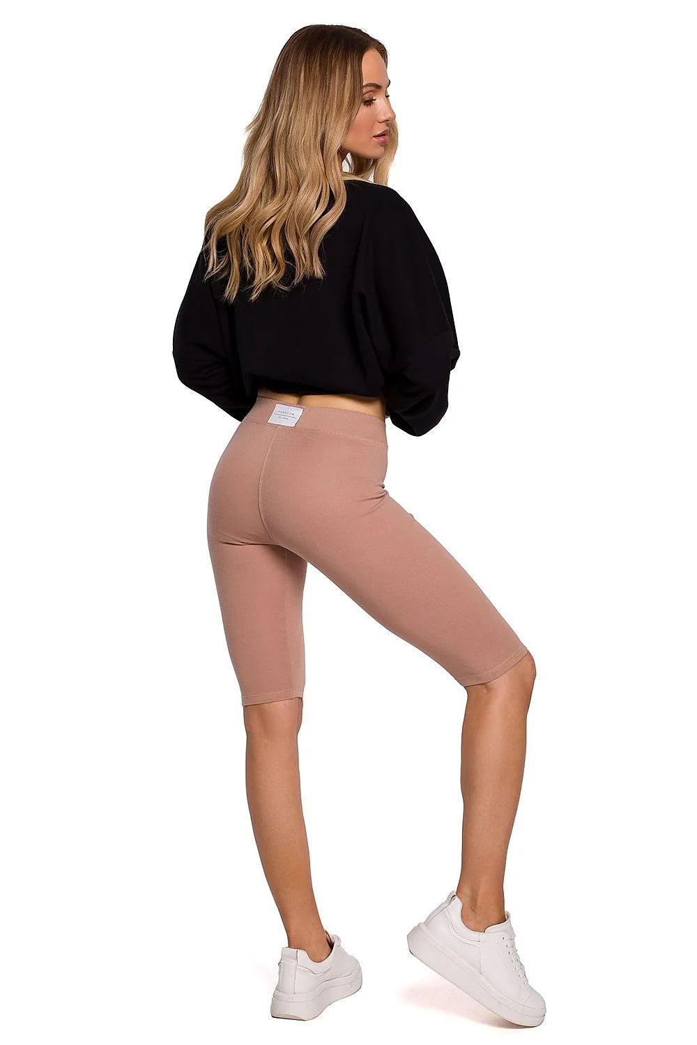 Sweatshirt Femme Coton Noir Confortable Décontracté Style Athleisure Mode Sportive Avec Short Cycliste