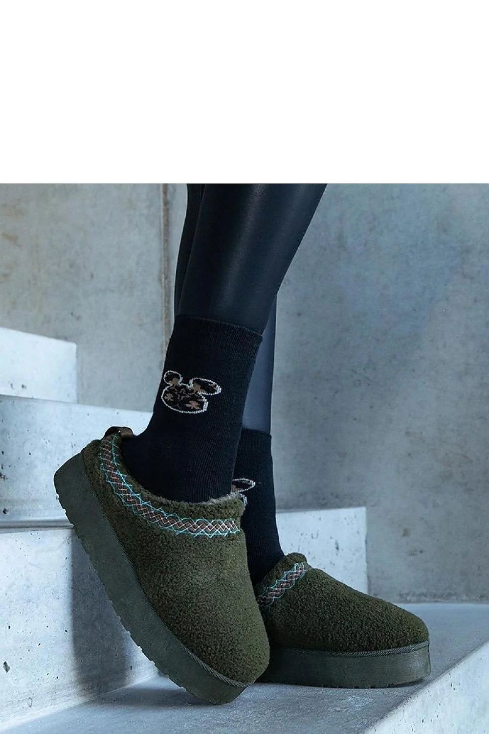 Bottes de neige Solea vert olive mocassin doublure chaude semelle caoutchouc mode hiver femme