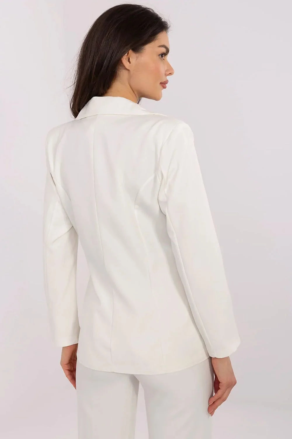 Veste Italy Moda pour femme, élégante, blanche, coupe classique, manches longues, col cranté, polyester, occasion formelle, travail, réunions d'affaires