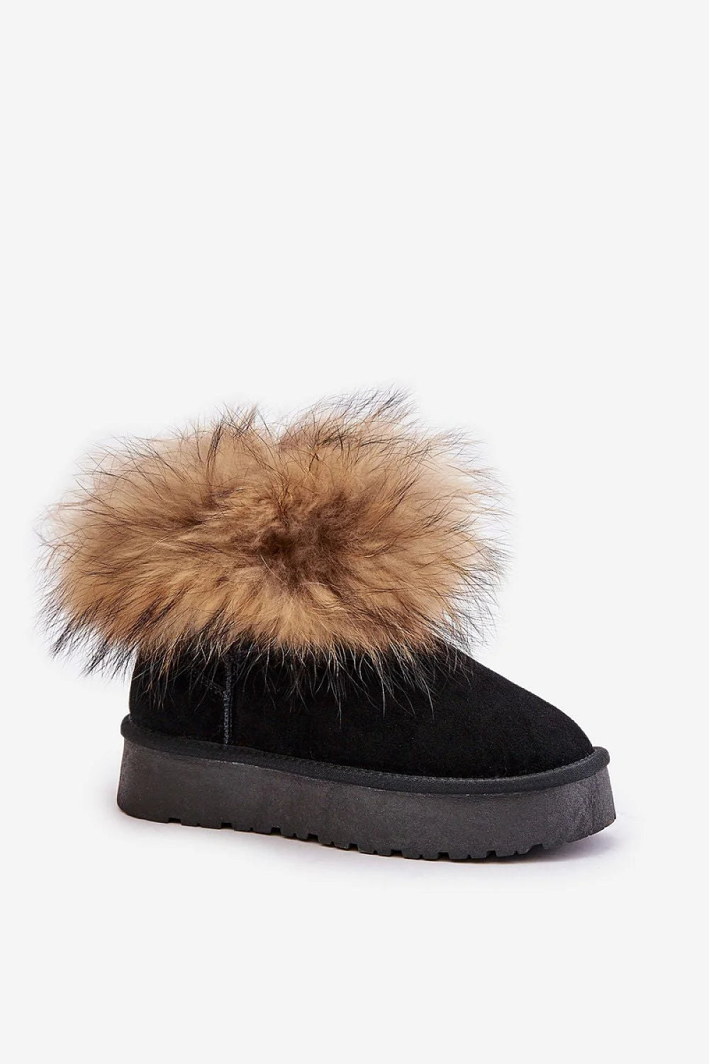 Bottes de neige pour femmes en cuir suédé fourrure plateforme design moderne élégant style hivernal confortable