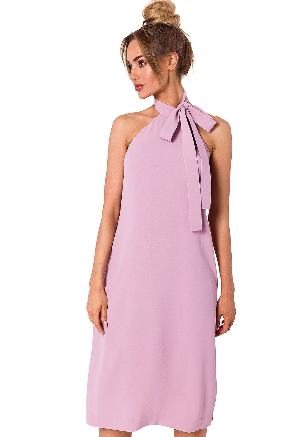 Robe de jour Moe style décontracté minimaliste couleur taupe sans manches élasthanne polyester femmes