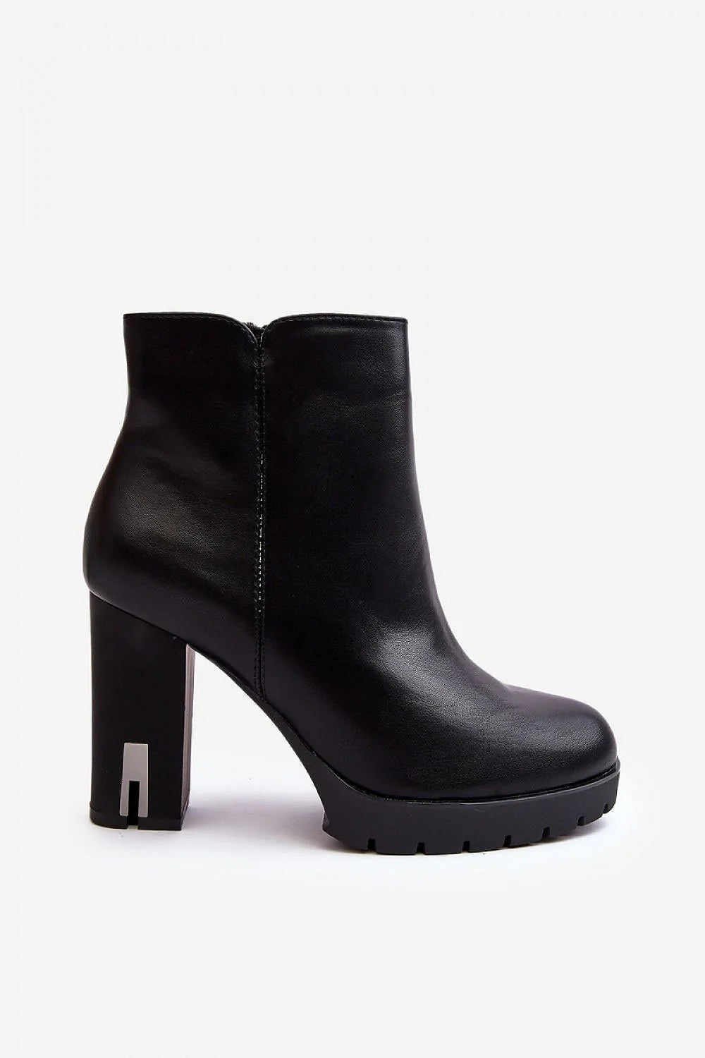 Bottes à talons pour femmes en cuir artificiel noir style automnal fermeture éclair zip classique hauteur 11 cm talon 10 cm