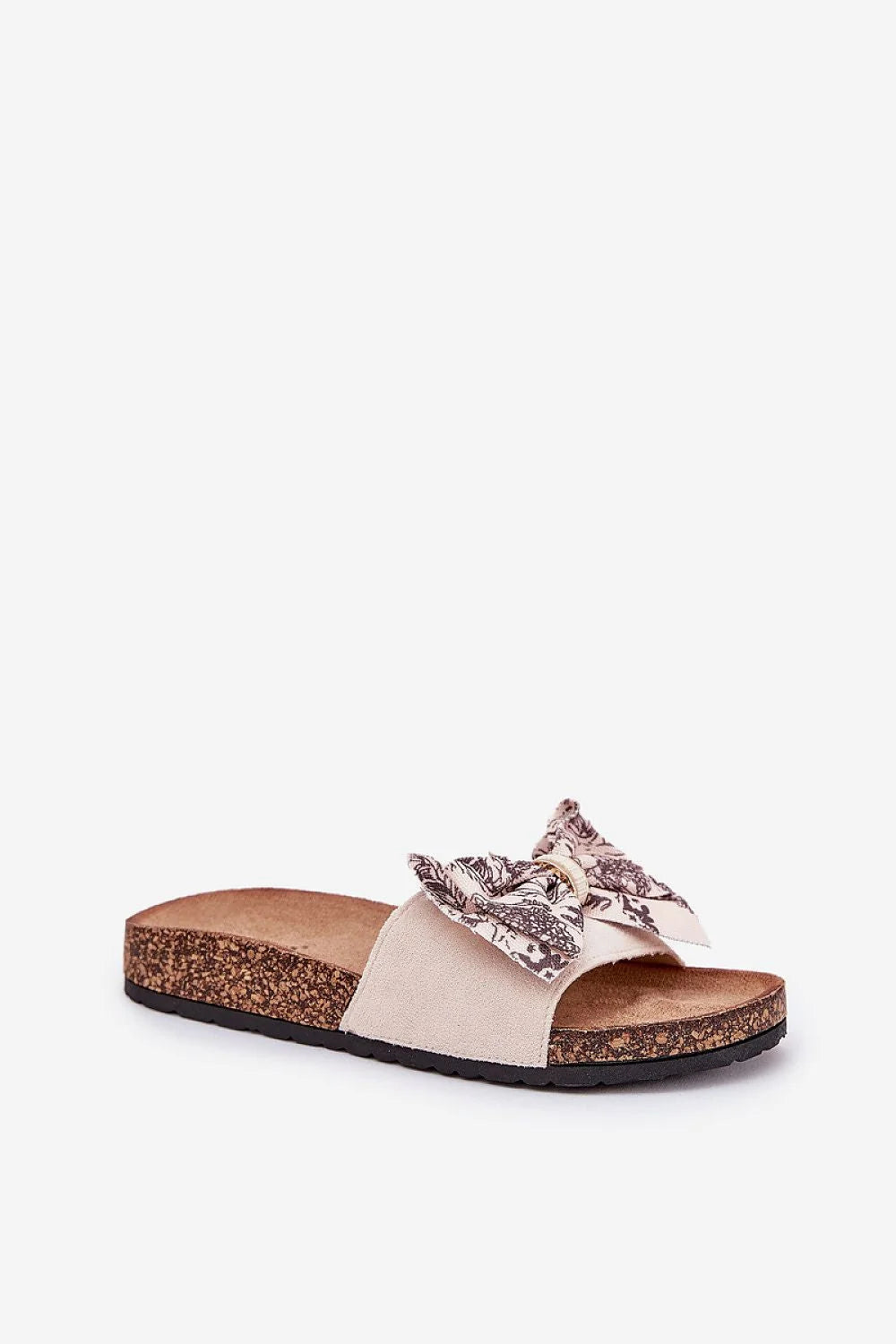 sandales femme été élégantes confortables plateforme liège marron beige florales imprimées nœud doré boucle métallique bohème coquillages suédine écologique