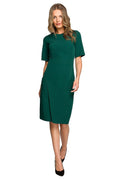 Robe élégante pour femme coupe droite manches moyennes découpe asymétrique vert émeraude occasionnels diverses