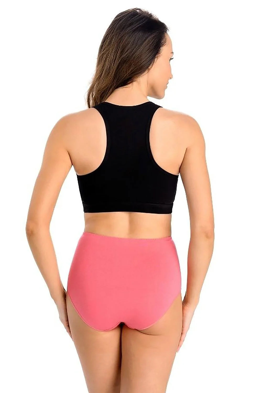Culotte féminine taille haute en coton corail avec ceinture nombril mesh résille haut court