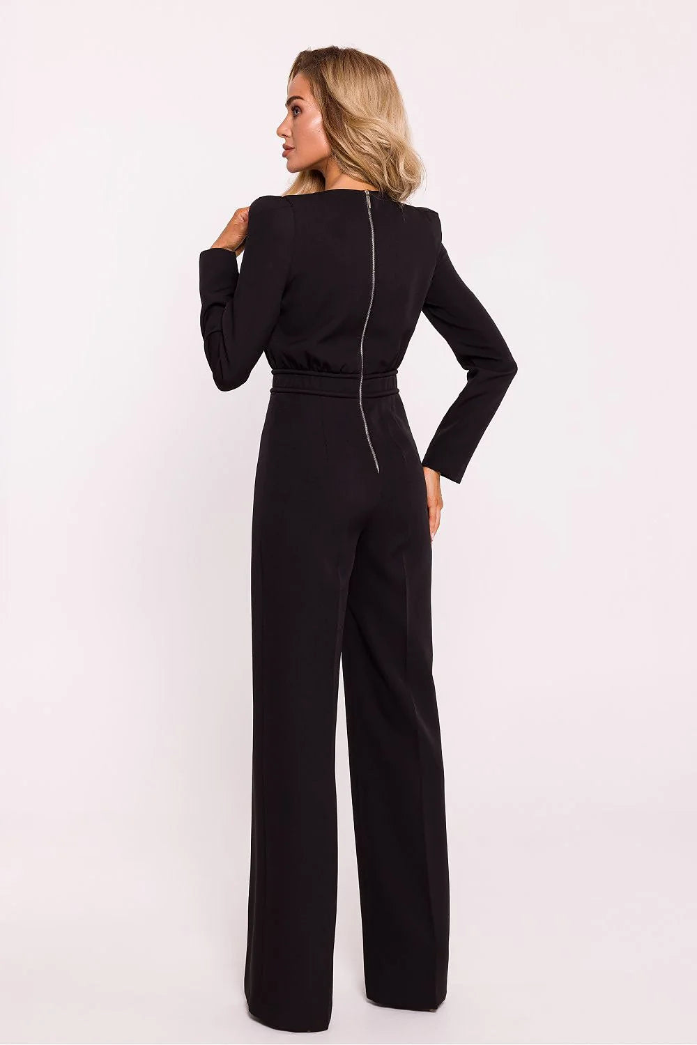 Combinaison chic moderne pour femme noire manches longues taille ajustée polyester spandex occasion formelle sortie élégante