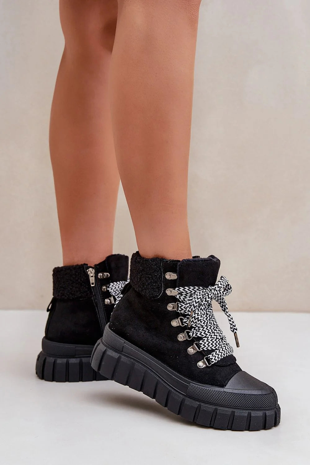 Bottes trappeur Step in style pour femmes en suédine écologique plateforme fourrure synthétique fermeture éclair