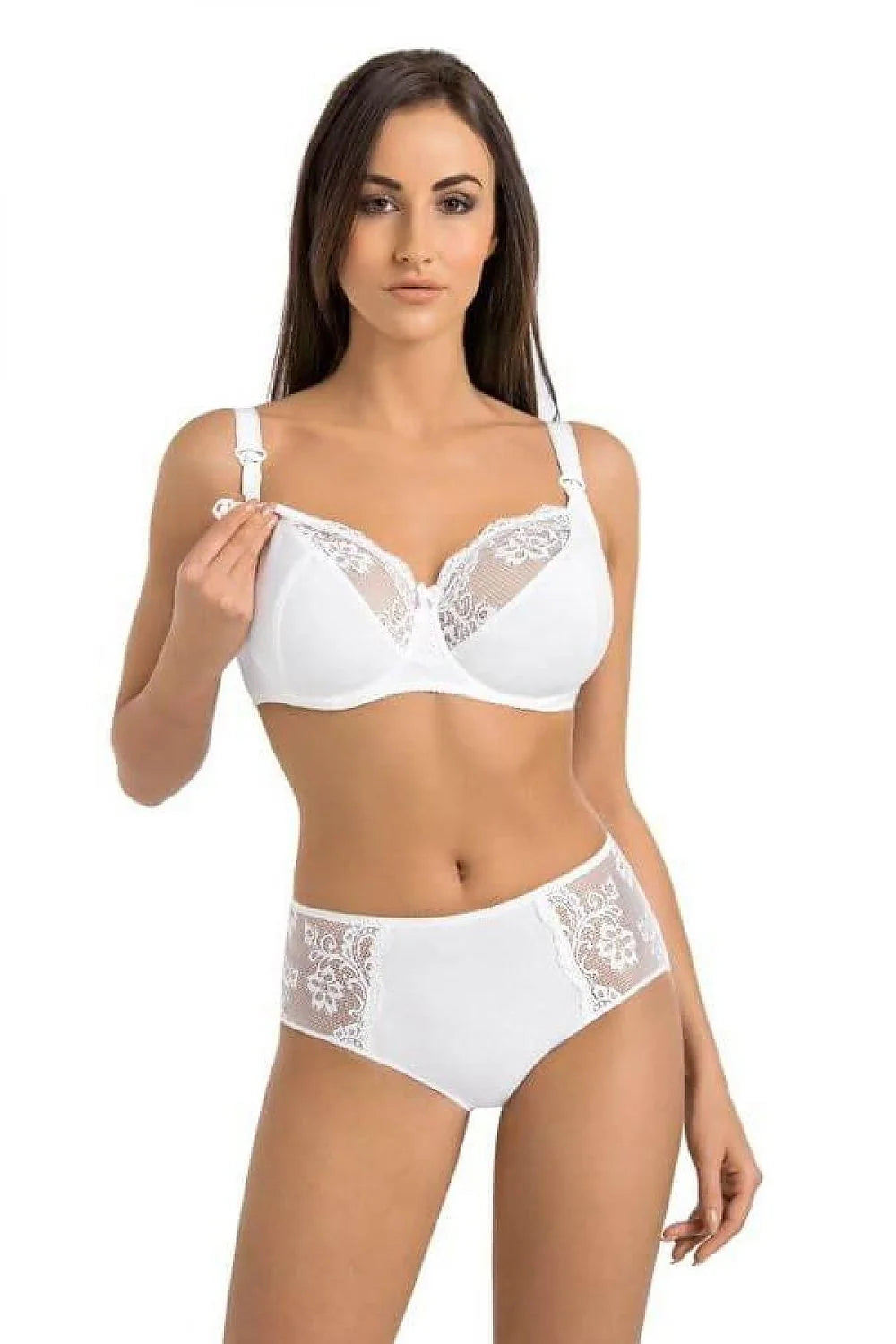 Soutien-gorge allaitement dentelle florale coton Lycra culotte blanche lingerie féminine mode confort élégance