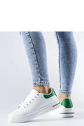 Baskets Solea femmes design moderne basse couleur blanche verte matériau synthétique cuir lisse lacets blancs ventilation semelle épaisse