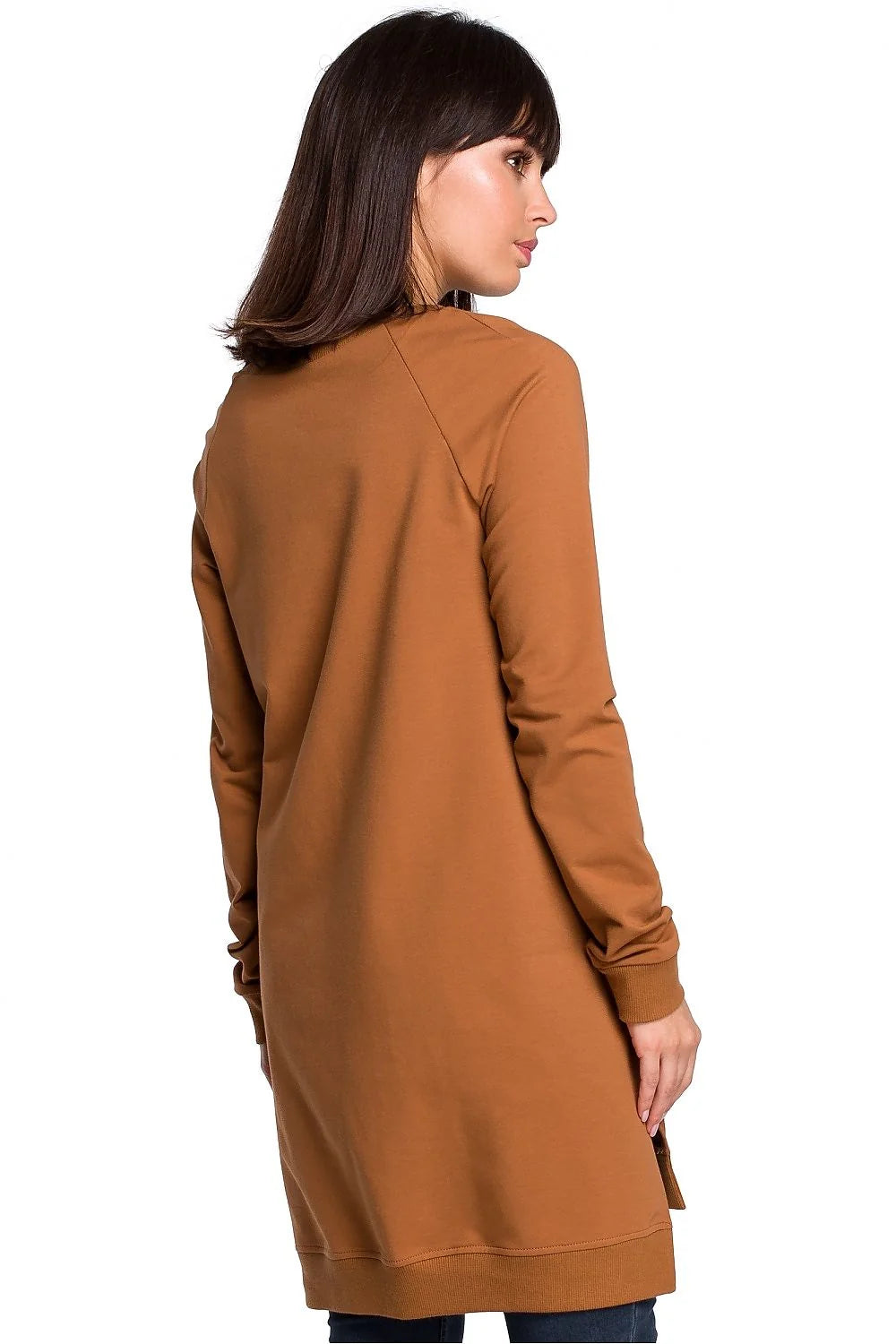 Sweat-shirt femme coton casual ample marron camel confortable manches longues style décontracté mode élégante