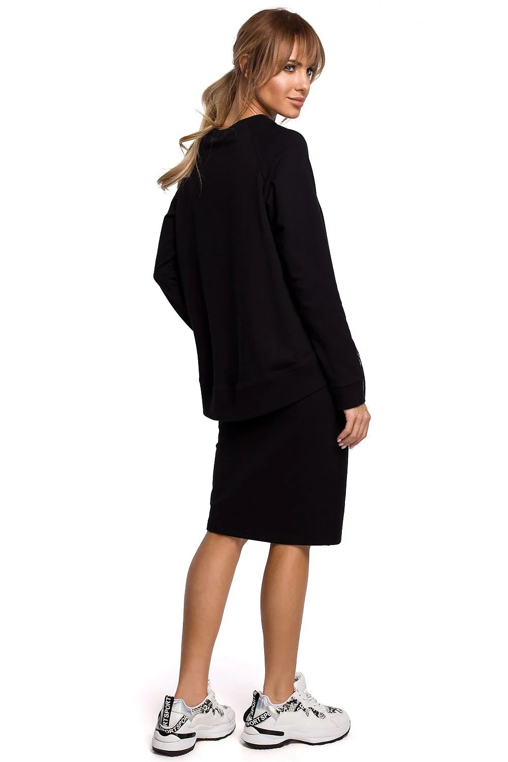 Ensemble jupe sweat coton élasthanne noir style sportif décontracté pour femmes modernes confort élégant