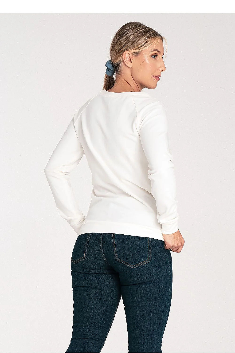 Sweatshirt Figl Femme Design Texturé Manches Longues Coupe Ajustée Style Sportswear Élégant Occasions Multiples en Coton Laine