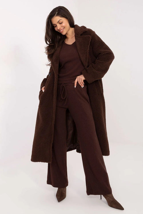 pantalon femme tricot côtelé viscose nylon polyester extensible confortable taille haute jambes larges ceinture poches minimaliste moderne décontracté durable soyeux