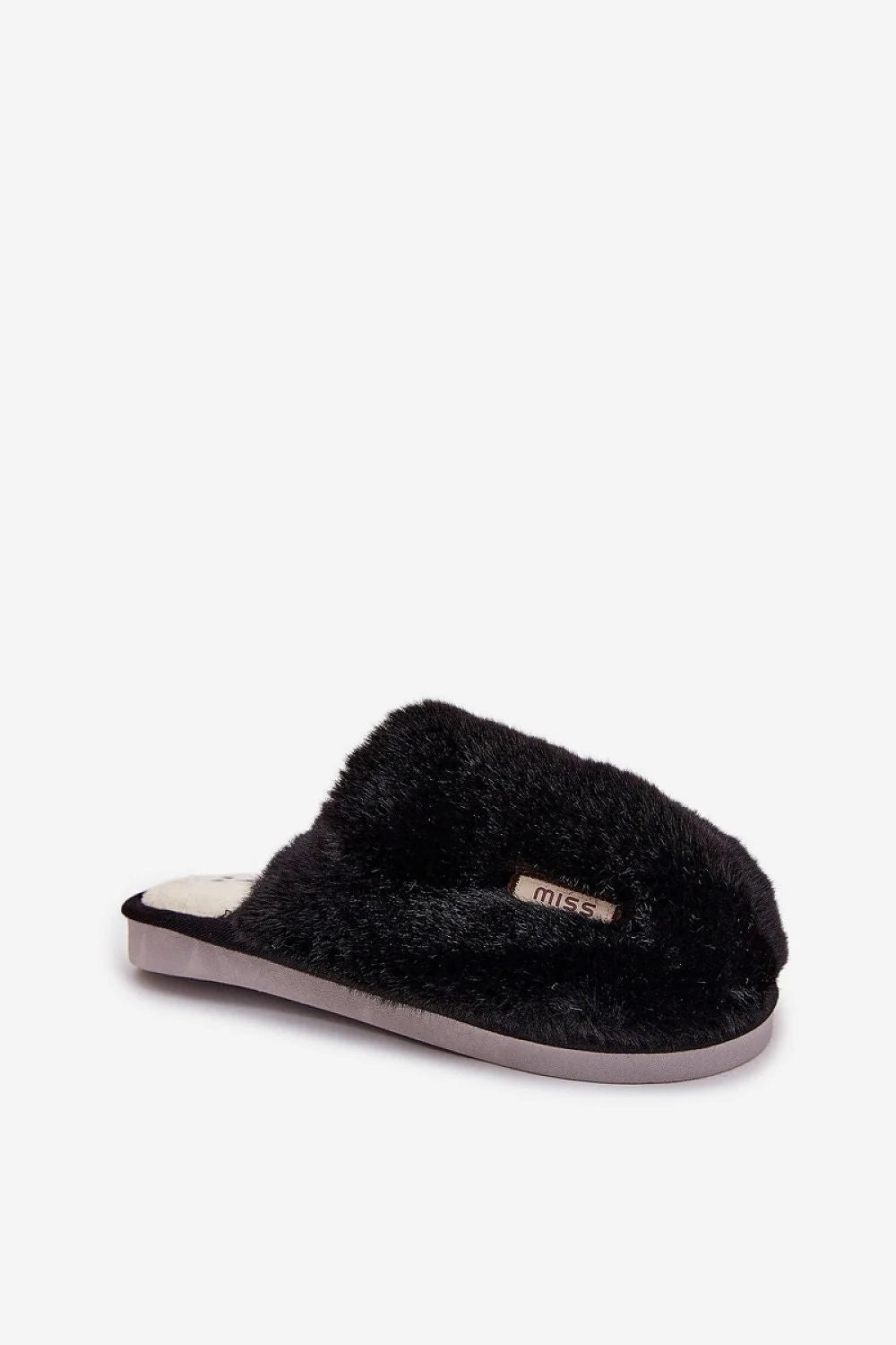chaussons mules femme fausse fourrure noir pelucheux doublure moelleuse semelle épaisse gris antidérapante souple stable slipon confortable chauffant détente élégant