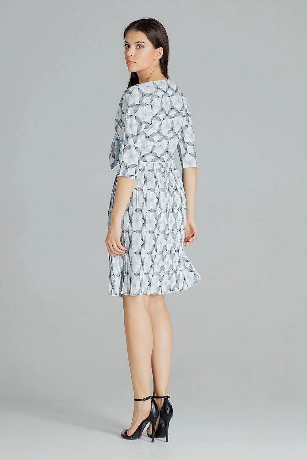 Robe de cocktail femme polyester élasthanne élégante motifs géométriques manches kimono confort soirée chic